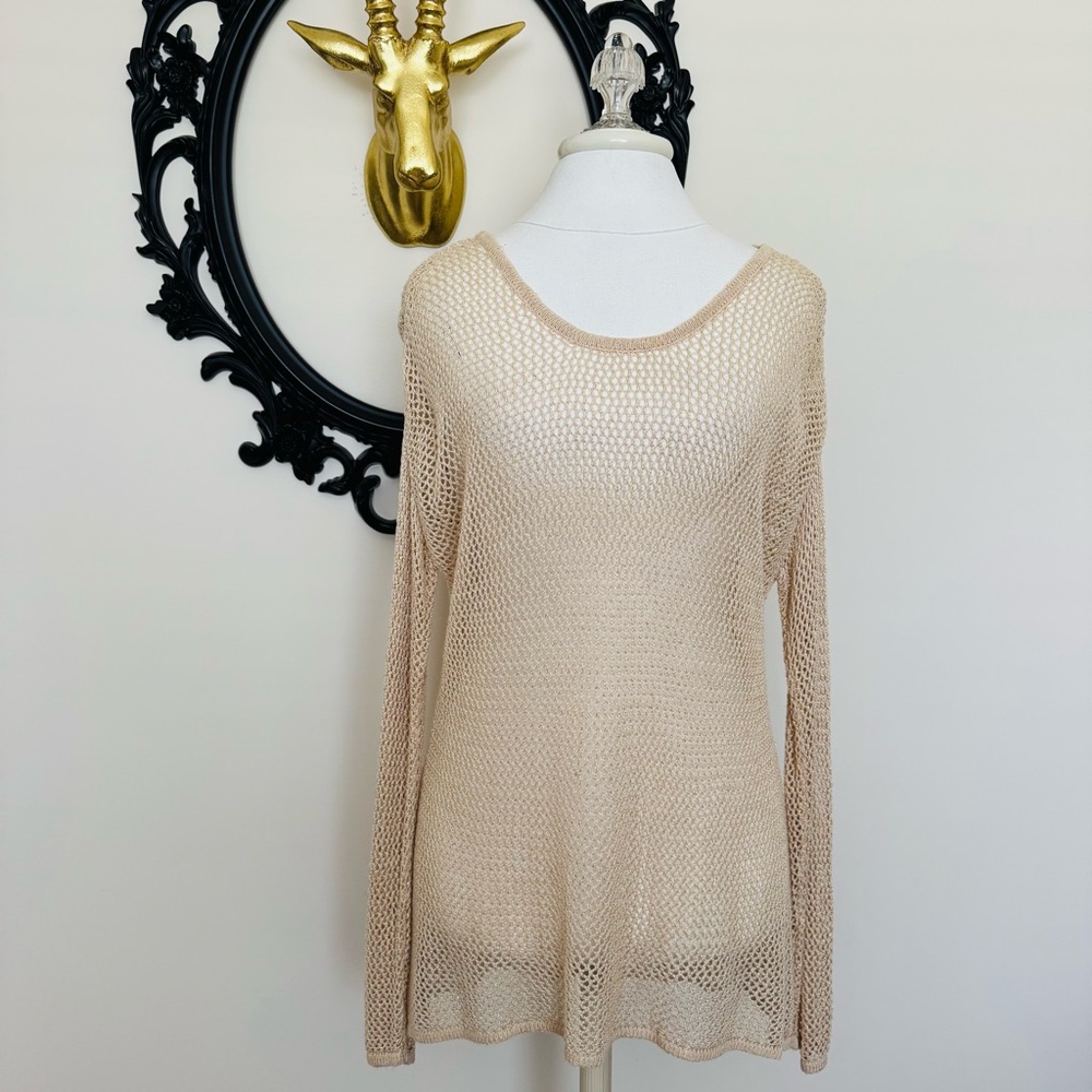 Black Swan Beige Mesh Long Sleeve Top